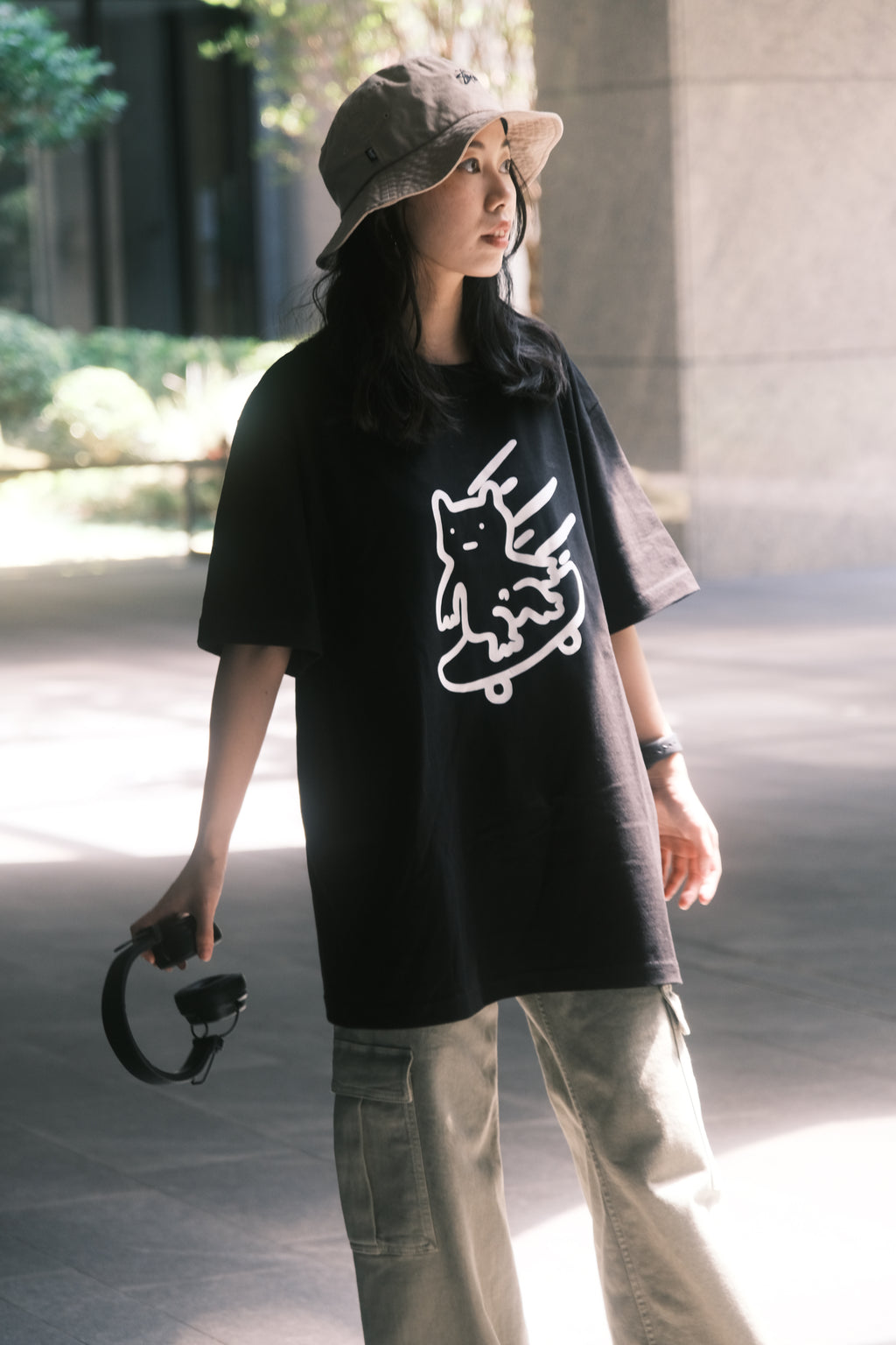 Skater Cat T-Shirt (Black) 滑板貓T恤(黑色)